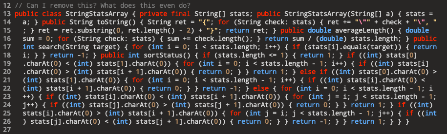 screenshot of code