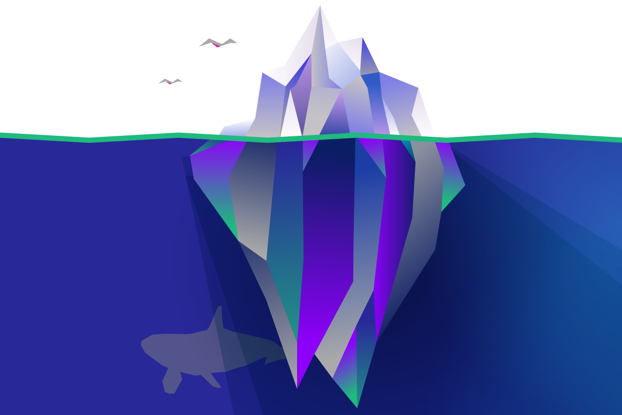 illustration of an iceberg and orca